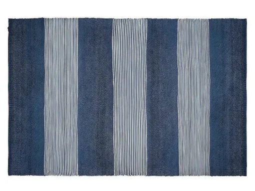 Tapete Em Juta Tecida A Mão De 140 X 200 Cm Cor Azul-Marinho E Branco - Kochi