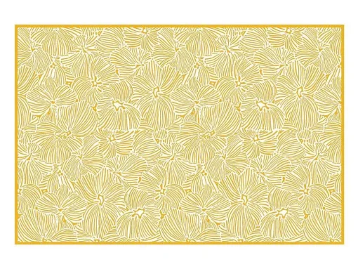 Tapete Em Vinil Com Motivos Florais 120X180 Cm Amarelo E Branco - Capucina