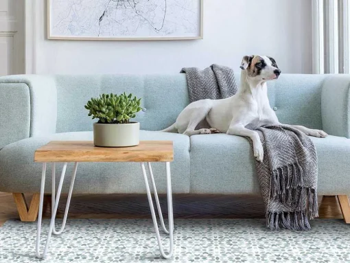 Tapete Em Vinil Efeito Azulejo 120X180 Cm Azul E Branco - Princy