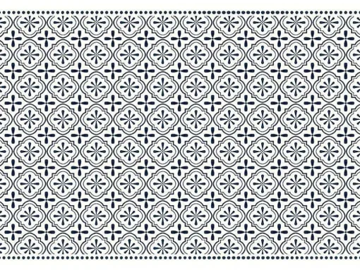 Tapete Em Vinil Efeito Mosaico Hidraulico Terquise - 120X180 Cm - Azul E Branco