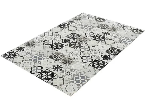 Tapete Em Vinil Efeito Mosaico Hidraulico Mosai - 120X180 Cm - Preto E Branco