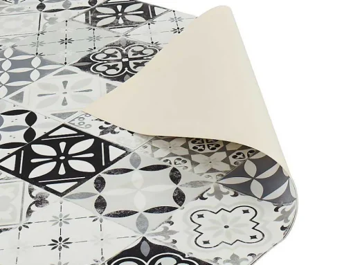 Tapete Em Vinil Efeito Mosaico Hidraulico Mosai - 120X180 Cm - Preto E Branco