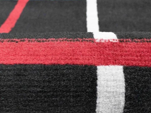 Tapete Geometrico 140 X 200 Cm Em Polipropileno Preto, Branco E Vermelho - Cubio