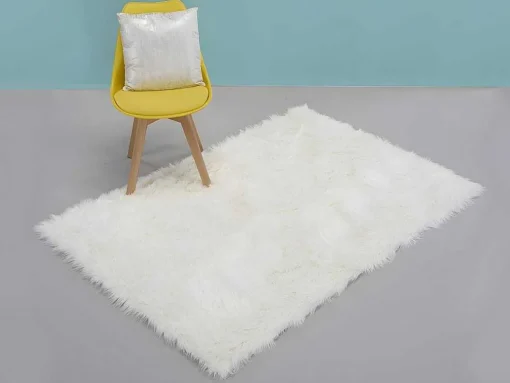Tapete Imitacao De Pele De Ovelha Sheep - 120 X 170 Cm - Branco