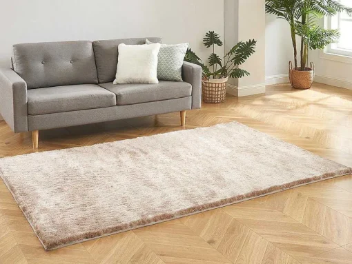 Tapete Shaggy Dolce Taupe Reflexo Bege - Poliester - 140*200 Cm