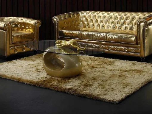 Tapete Shaggy Glitter - Dourado - 120*170 Cm