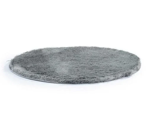 Tapete Shaggy Glitter Prateado -Poliester - D.120 Cm