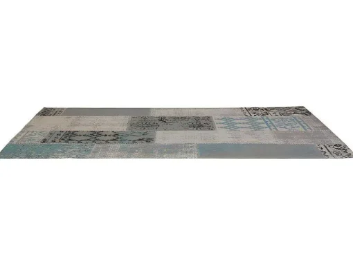 Tapete Xadrez 100% Poliester 80X200 Cm Azul Cinza Turin