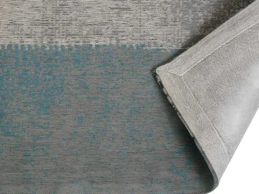 Tapete Xadrez 100% Poliester 80X200 Cm Azul Cinza Turin