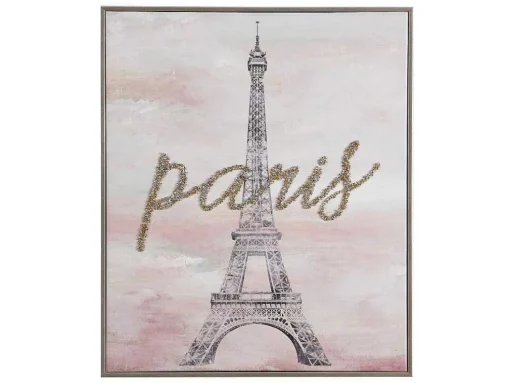 Tela Impressa Paris Com Efeito Joias De L. 54 X A. 64 Cm Com Moldura Em Pinho - Lutece