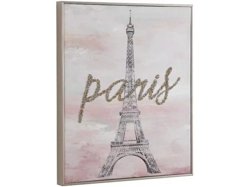 Tela Impressa Paris Com Efeito Joias De L. 54 X A. 64 Cm Com Moldura Em Pinho - Lutece