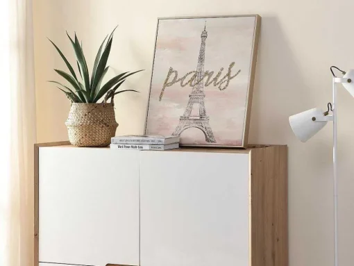 Tela Impressa Paris Com Efeito Joias De L. 54 X A. 64 Cm Com Moldura Em Pinho - Lutece