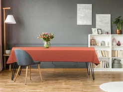 Toalha Em Algodao E Linha Com Borda Preta 170 X 300 Cm Terracota - Borina