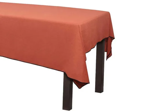 Toalha Em Algodao E Linha Com Borda Preta 170 X 300 Cm Terracota - Borina