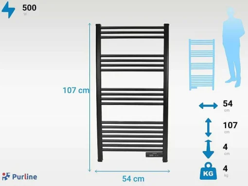 Toalheiro De Aluminio De 500 Watt Com Temporizador
