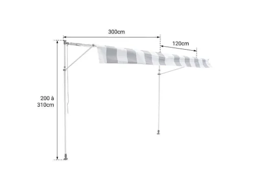 Toldo De Varanda Chene 3 1,2M - Tecido Bege E Estrutura Cinzenta