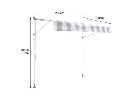 Toldo De Varanda Chene 2 1,2M - Tecido Bege E Moldura Cinzenta
