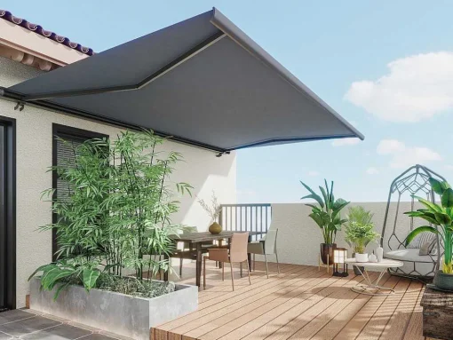 Toldo Retratil Motorizado Com Caixa Integral 5 X 3 M Antracite - Constela
