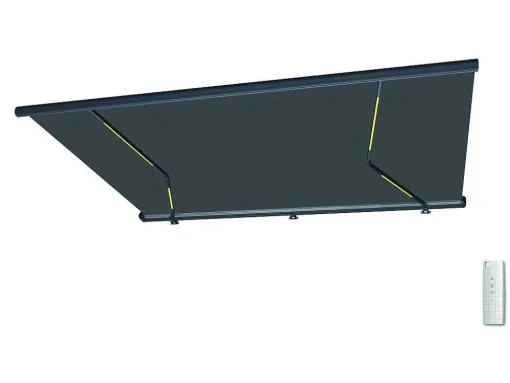 Toldo Retratil Motorizado Com Leds E Caixa Integral 4 X 3,5 M, Lona Acrilico Antracite - Galaxa
