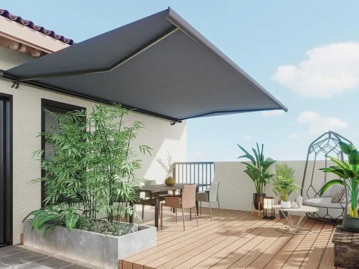 Toldo Retratil Motorizado Com Caixa Integral 4 X 3 M Antracite - Constela