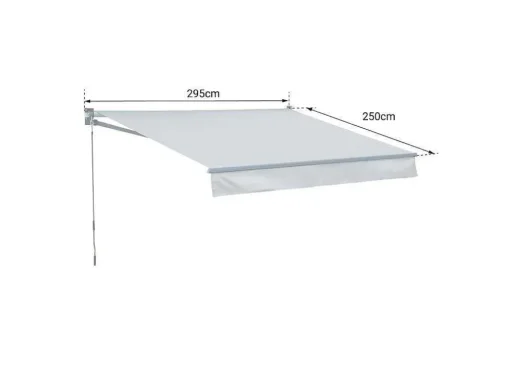 Toldo Saule 2,95 2,5M - Tecido Listrado Branco/Cinzento E Estrutura Branca