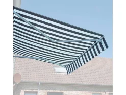 Toldo Saule 2,5 2M - Tecido Listrado Branco/Cinzento E Estrutura Branca