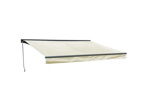 Toldo Saule 3,95 3M Com Semi-Canopia - Tecido Bege E Estrutura Cinzenta