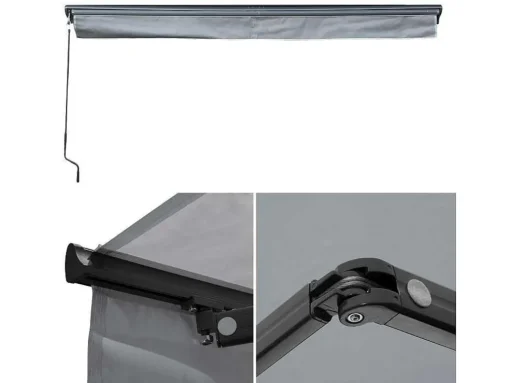 Toldo Saule 2,95 2,5M Com Semi-Canopia - Tecido Cinzento E Estrutura Cinzenta