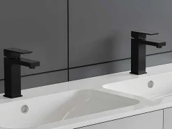 Torneira Misturadora Mecanica Quadrada Em Inox Escovado Preto Mate A17,3 Cm - Canilas