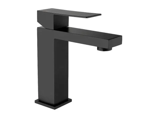 Torneira Misturadora Mecanica Quadrada Em Inox Escovado Preto Mate A17,3 Cm - Canilas