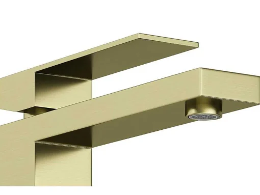 Torneira Misturadora Mecanica Quadrada Sobrelevada A29,5 Cm Dourado Acabamento Acetinado - Vipava