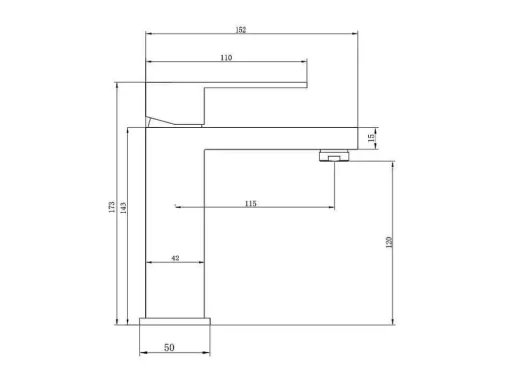 Torneira Misturadora Mecanica Quadrada Em Inox Escovado Preto Mate A17,3 Cm - Canilas