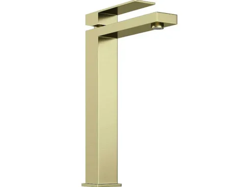 Torneira Misturadora Mecanica Quadrada Sobrelevada A29,5 Cm Dourado Acabamento Acetinado - Vipava