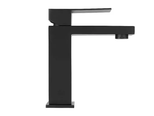 Torneira Misturadora Mecanica Quadrada Em Inox Escovado Preto Mate A17,3 Cm - Canilas