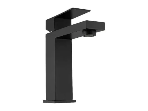 Torneira Misturadora Mecanica Quadrada Em Inox Escovado Preto Mate A17,3 Cm - Canilas