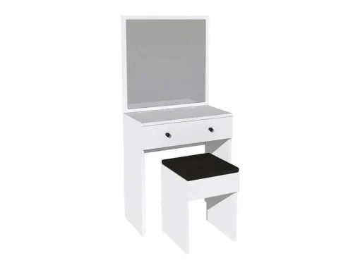 Toucador Com Espelho E Banco, 1 Gaveta, Branco - Abonia