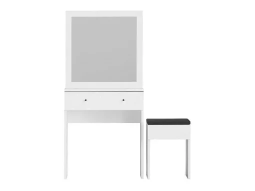 Toucador Com Espelho E Banco, 1 Gaveta, Branco - Abonia