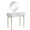 Toucador Com Espelho E Gaveta Mdf E Metal Lacado A Branco E Dourado - Vonali