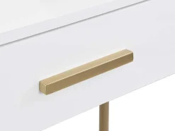 Toucador Com Espelho E Gaveta Mdf E Metal Lacado A Branco E Dourado - Vonali