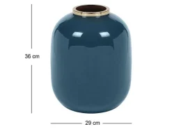 Vaso Em Meta Esmaltado D. 29 X A. 36 Cm Acabamento Latao Preto - Klaudia
