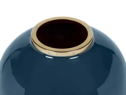 Vaso Em Meta Esmaltado D. 29 X A. 36 Cm Acabamento Latao Preto - Klaudia