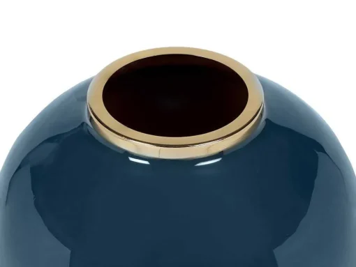 Vaso Em Meta Esmaltado D. 29 X A. 36 Cm Acabamento Latao Preto - Klaudia