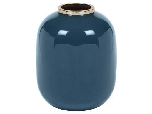 Vaso Em Meta Esmaltado D. 29 X A. 36 Cm Acabamento Latao Preto - Klaudia