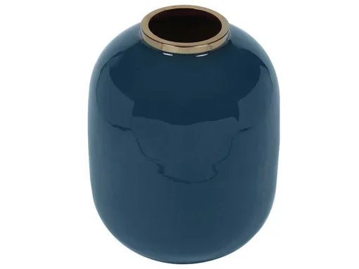 Vaso Em Meta Esmaltado D. 29 X A. 36 Cm Acabamento Latao Preto - Klaudia