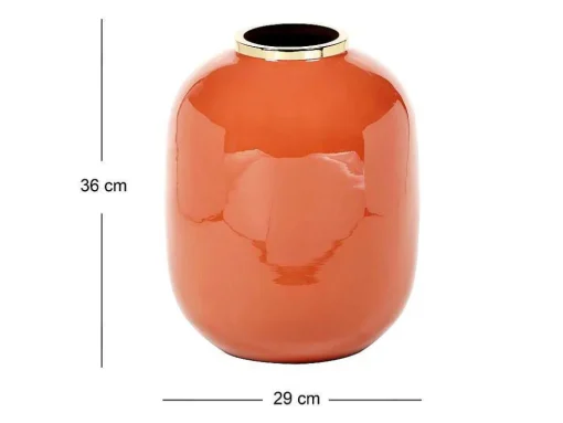 Vaso Em Metal Esmaltado D.29 X A.36 Cm Acabamento Latao Terracota - Klaudia