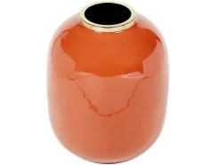 Vaso Em Metal Esmaltado D.29 X A.36 Cm Acabamento Latao Terracota - Klaudia