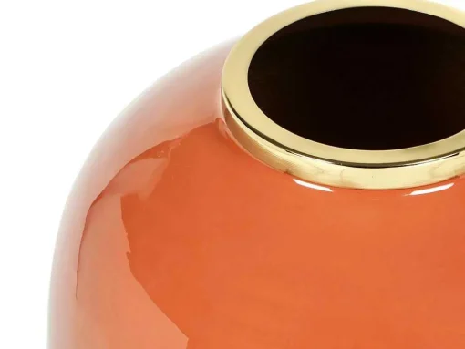 Vaso Em Metal Esmaltado D.29 X A.36 Cm Acabamento Latao Terracota - Klaudia