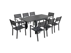 Venezia Conjunto De Mobiliário De Jardim Extensivel 90/180 Em Aluminio Antracite - 8 Lugares