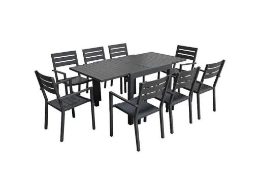 Venezia Conjunto De Mobiliário De Jardim Extensivel 90/180 Em Aluminio Antracite - 8 Lugares