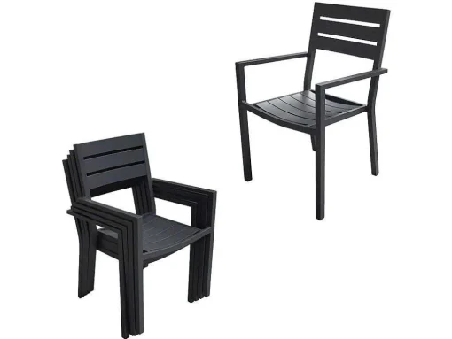 Venezia Conjunto De Mobiliário De Jardim Extensivel 90/180 Em Aluminio Antracite - 8 Lugares